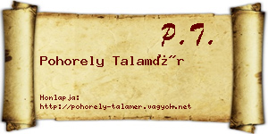 Pohorely Talamér névjegykártya